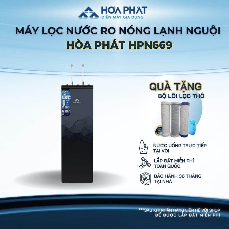 [Tặng Combo lõi lọc thô] Máy lọc nước RO nóng lạnh Hòa Phát HPN669 - Duy trì X2 Hydrogen, Công nghệ làm lạnh Block, Bảo hành chính hãng 3 năm