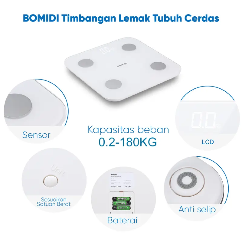 [COD] BOMIDI Body Fat Scale S1 Timbangan Badan Smart Scale Digital Timbangan Scale Skala Berat Badan 6