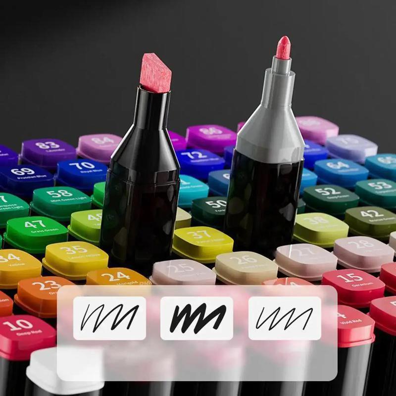 Marker Pen Set, 1 Set 168/120/80/48/12 Colors Marker Pen, Dual Ended Markers, Professional Drawing Markers, Student Stationery, Art Materials 3