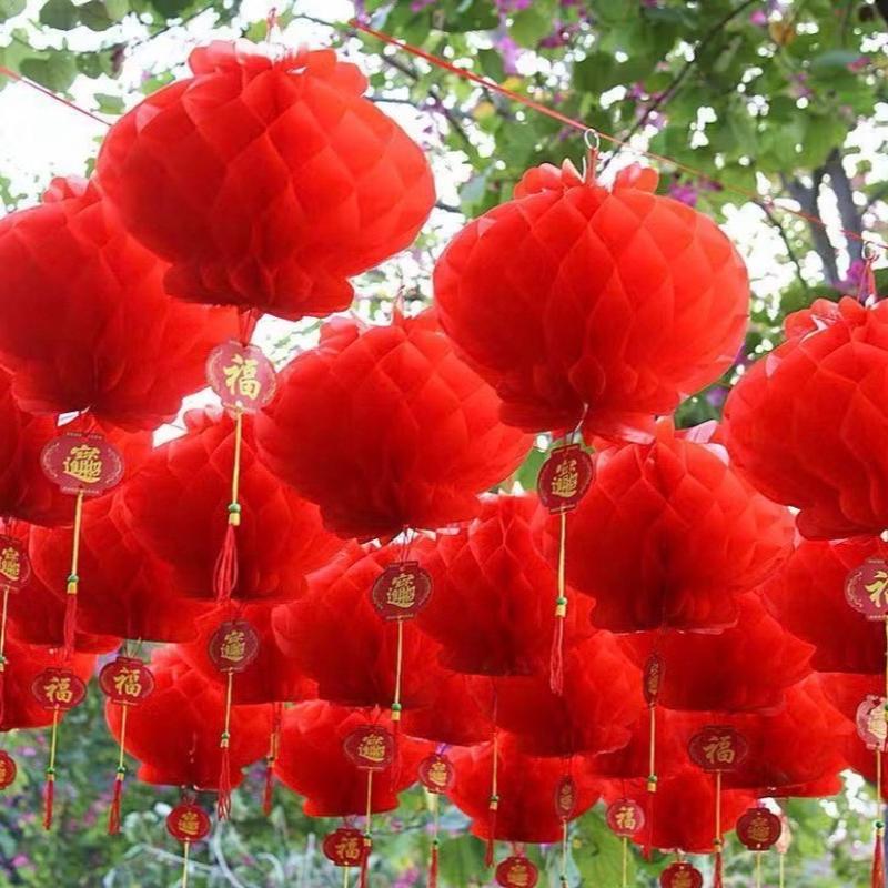 Đèn lồng đỏ trang trí Tết đủ size, Lồng đen nilon chữ phúc chống thấm nước 0