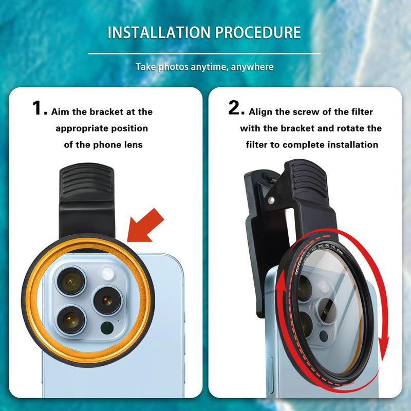 52mm Aluminum Alloy CPL Polarized Lens, Professional Quality Phone Lens with Storage Bag & Cleaning Cloth, Smartphone Accessories 8