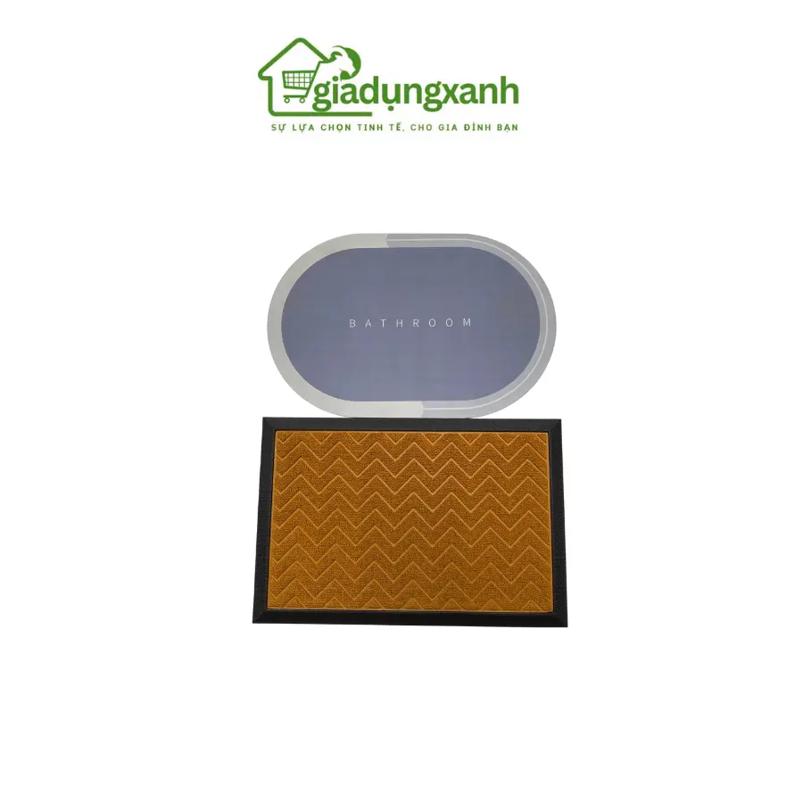 Combo Thảm chùi chân 3D 40x60cm đuc cao su và thảm silicon siêu chống thấm nước, chống trơn trượt