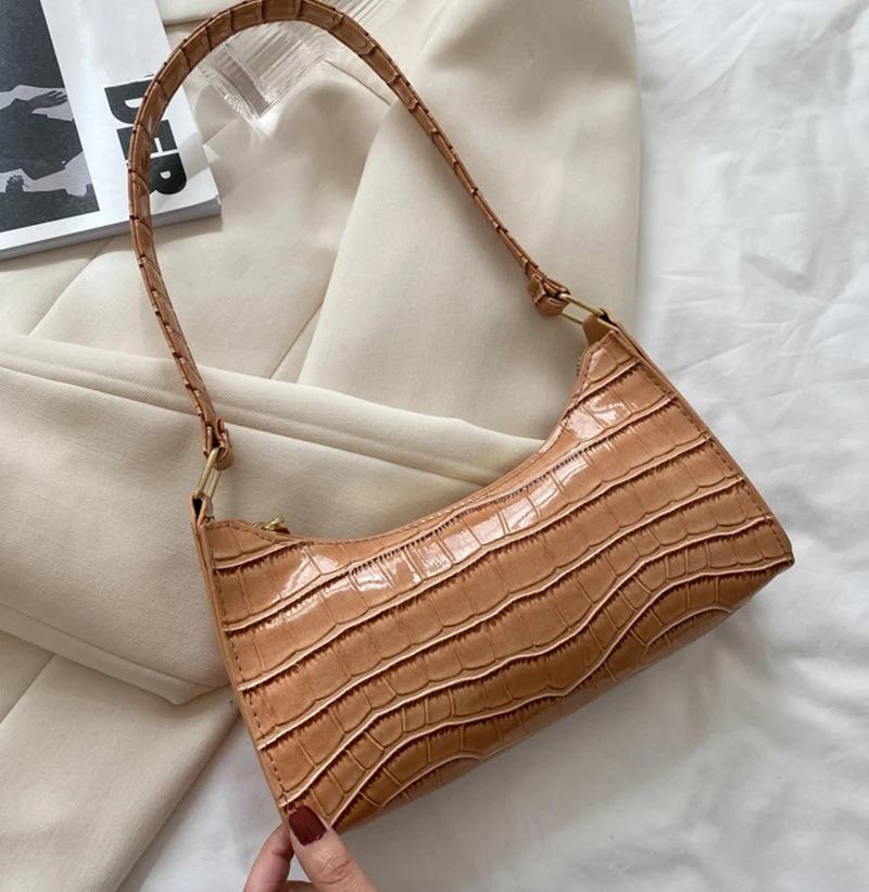 Product Introduction of Fashion PU Leather Bags for Women Alligator Pattern Armpit Handbag Female Small Underarm Messenger Bag Purse 19