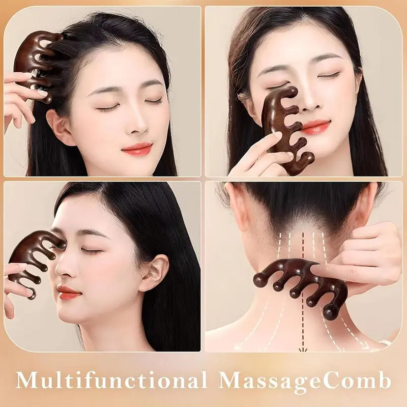 Lược Mát Xa Kinh Tuyến Cơ Thể, Thiết Kế Năm Răng,  Răng Rộng,Thích Hợp Mát Xa Tóc,Vật liệu nhựa 6