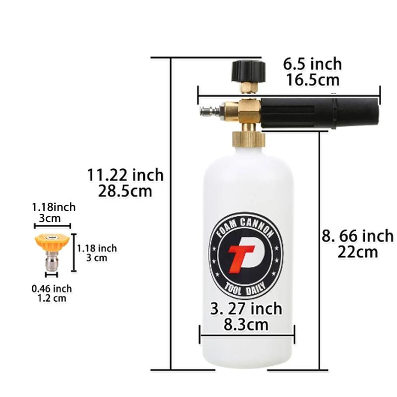 Tool Daily Foam Cannon with 1/4 Inch Quick Connector, Summer 3000PSI Foam Sprayer with 5 Pressure Washer Nozzle Tips, High Pressure Car Washing Tools 2