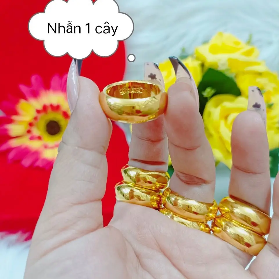 Nhẫn trơn 1 câ.y hàng nhập có khắc 999.9
