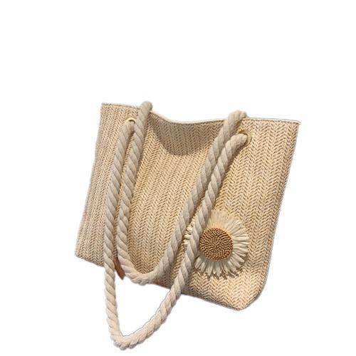 Túi cói size to có kéo khóa tiện lợi đi biển, đi chơi, đi làm dễ thương Bag Nữ Tote Chữ Nhật Len Hình Chữ Nhật Hoa