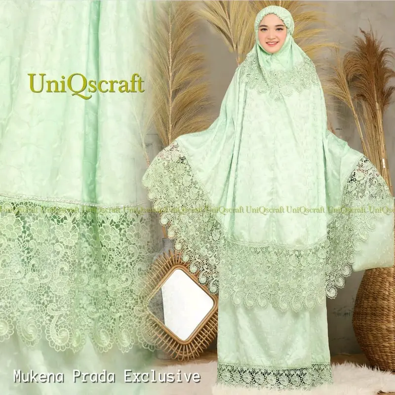 Mukena Sutra Renda Full Warna Cantik - Berkah, Cocok untuk Dipakai Sehari-hari dan Hadiah Orang Tersayang - Atasan, Bordir 3