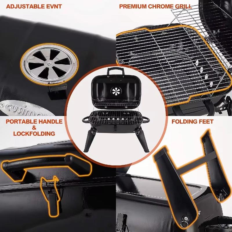 Portable Charcoal BBQ Grill, Small Grills and Smokers, Folding Tabletop Grills, Camping, Patio, Backyard, Outdoor Cooking 5