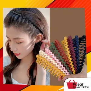 BISA COD F5772 Bando Sirkam Bentuk Gelombang Zigzag Untuk Pria Wanita Model Korea Plastik Headbands