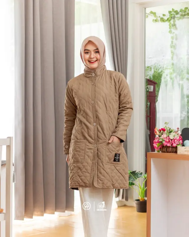 Hijacket Belva Bahan Premium Jaket Mantel Wanita - Jaket untuk Umroh - Jaket Musim Dingin - Jacket Syar'i Jaket long Tunik Panjang Outer 1