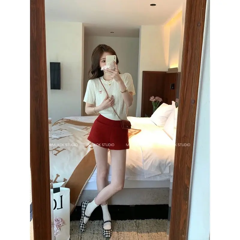 Áo len mongtoghi tay ngắn thêu nơ phong cách hàn quốc M520 2