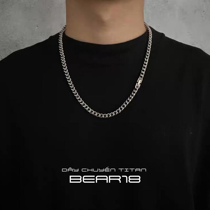 Dây chuyền xích trơn 5mm THÉP TITAN KHÔNG GỈ, vòng cổ trơn khóa bấm dành cho nam và nữ đơn giản