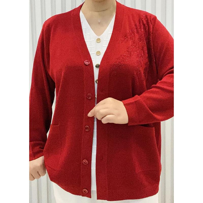 Áo Len Cardigan Cổ Chữ V Cao Cấp, Thời Trang Mới Mùa Thu, Dành Cho Mẹ Trung Niên Áo Khoác Mặc Bên Ngoài Dáng Rộng Rãi Và Mỏng, Dành Cho Nữ, Zjc2024 Women Top 8