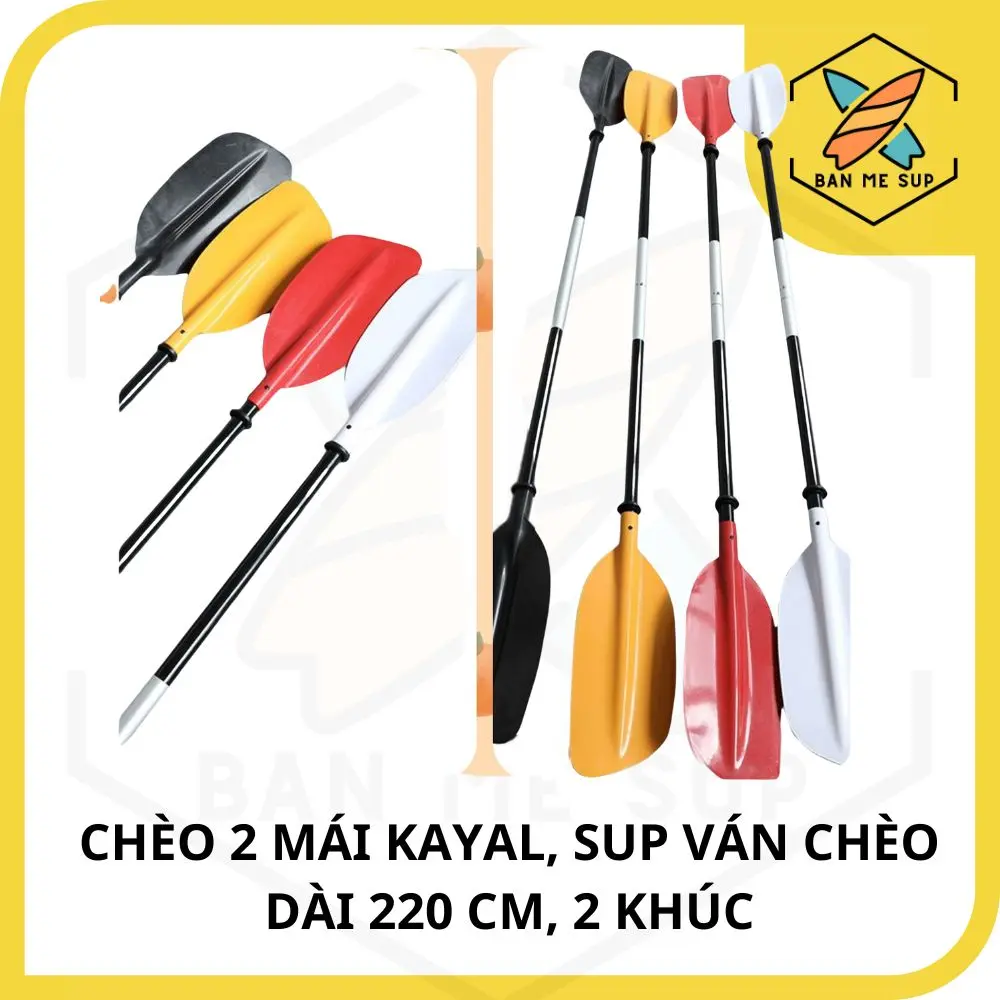 Mái chèo 2 khúc, mái chèo 2 đầu, mái chèo đôi dùng cho kayal, SUP ván chèo hơi