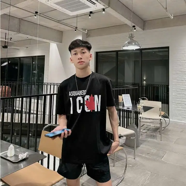 Áo phông Dsq icon lá đỏ, vải cotton co dãn, thoáng mát Hottrend 2025, size S-M-L-XL - Menswear, Nam