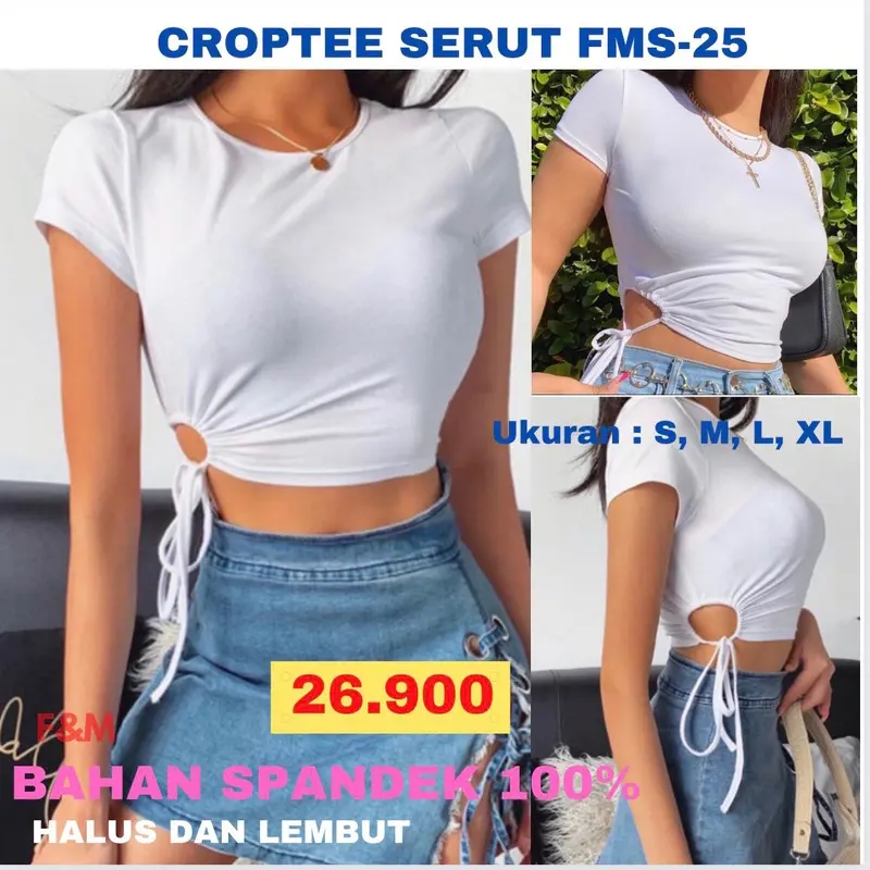 CROPTEW CROPTOP (FMS-25) TALI SAMPING BAJU KOREA SPANDEK 2