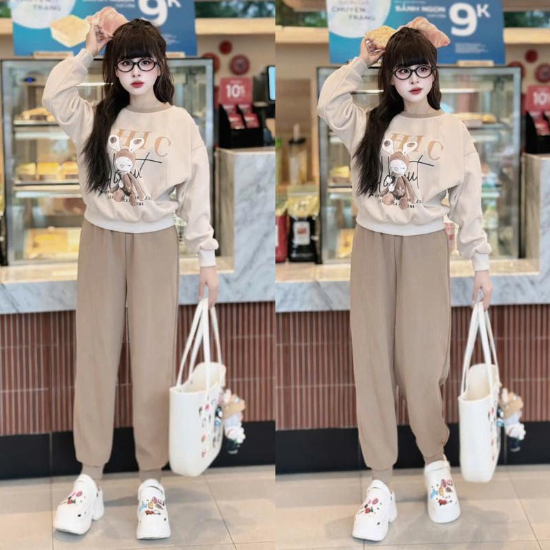 Set Bộ Quần Áo Form Vừa Freesize 40-60kg , Hoạ Tiết Hình Thỏ CHIC Cho Nữ, Chất Liệu Nỉ 2 Da, Top Women, Set Đồ Nữ Đẹp, Bộ Nỉ Thu Đông Nữ, Set Đồ Nữ Mùa Đông 6