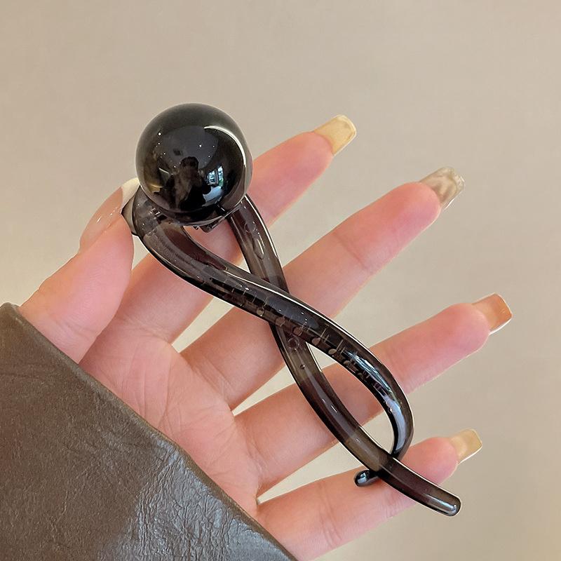 Vintage Aylhfo Inspired Acrylic Hair Clip with Marbled Design - Chic Coffee Color, One-Piece Comb Shape for Stylish Updos & Ponytails 5
