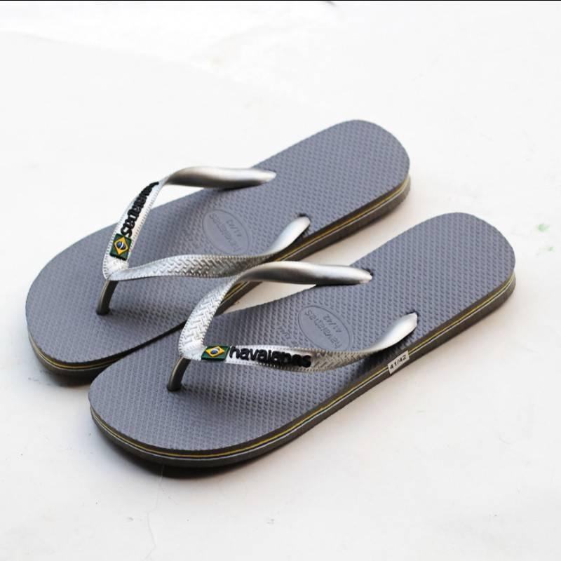 Hot Sale · Summer Havana Solid Color Series Men's Slippers havaianas Waterline Three-Color Rubber Anti-Slip Flip-Flops High Quality Fashionable 7