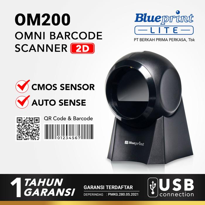 Gambar Omni Barcode Scanner OM200 BLUEPRINT 2D Auto Scan, QR code & Barcode - Hitam dari Blueprint Indonesia Kota Administrasi Jakarta Utara Tokopedia