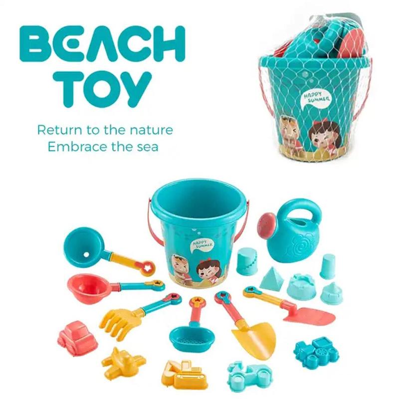 Product Introduction of Travel Beach Toys  Beach Toys Set With Sand Rake Watering Can Bucket Shovels Rakes Models Play Tools 15