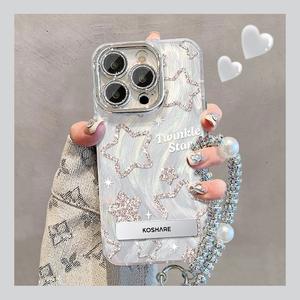 Cute Glitter Stars Case for iPhone 15 12 13 14 11 Pro Max Case 14 15 Plus Case Anti-Scratch Phone Case Cover for Women Girls with Camera Lens Protector Protection Casing