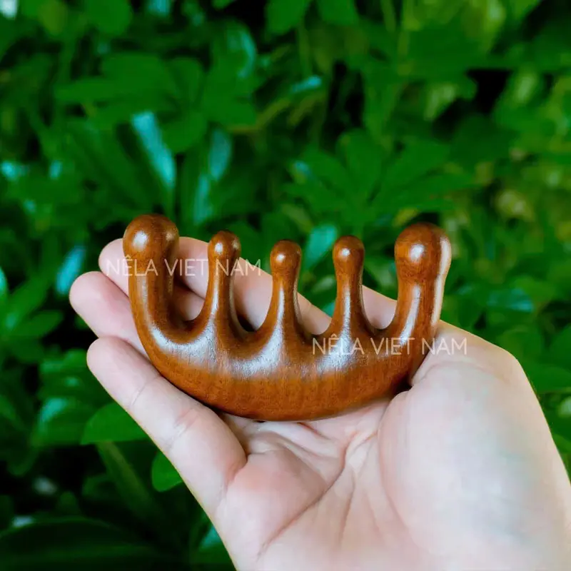 Lược Massage Đầu, Gỗ Đàn Hương, Mát Xa 2 Đầu Mặt Và Đầu Giúp Thon Gọn Mặt, Thư Giãn Da Đầu 6
