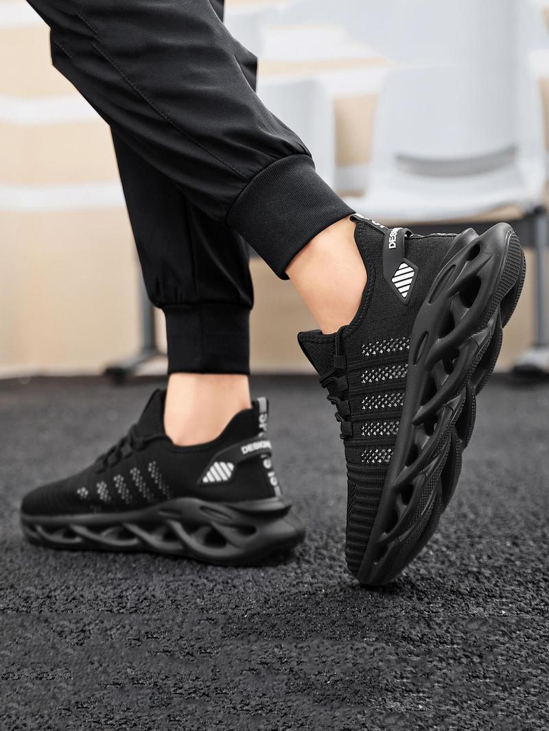 Product Introduction of Men's Fashionable Blade Sole Design Low Top Sneakers, Casual Comfortable Breathable Sports Running Shoes, Male All-match Round Toe Shoes for Daily Wear, Designer Shoes 2