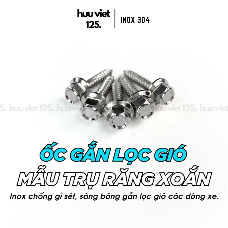 Ốc gắn lọc gió, pô e Inox 304 cho xe máy Honda, Yamaha, Suzuki - Salaya