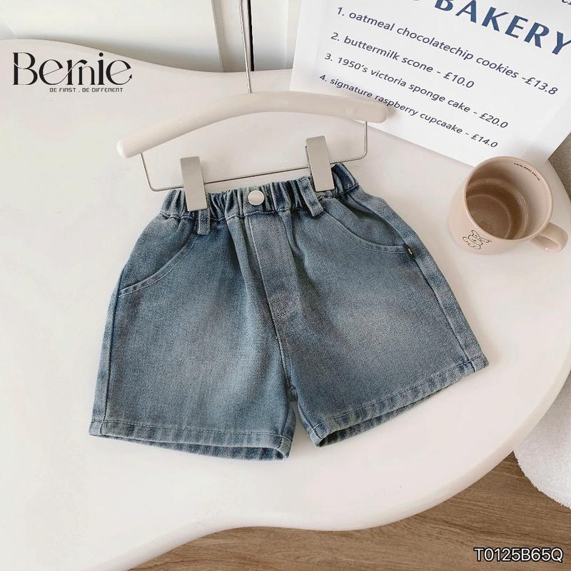 Quần short jean denim ngắn quần ngố cho bé trai mặc đi học đi chơi 1 đến 7 tuổi BERNIE T0425B65Q