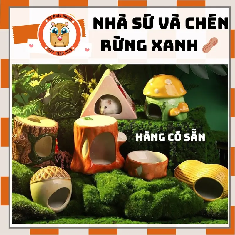 nhà sứ hình quả óc chó, đậu phộng, hạch đào , gốc cây, dừa cho hamster và sóc - T3 PETS SHOP 0
