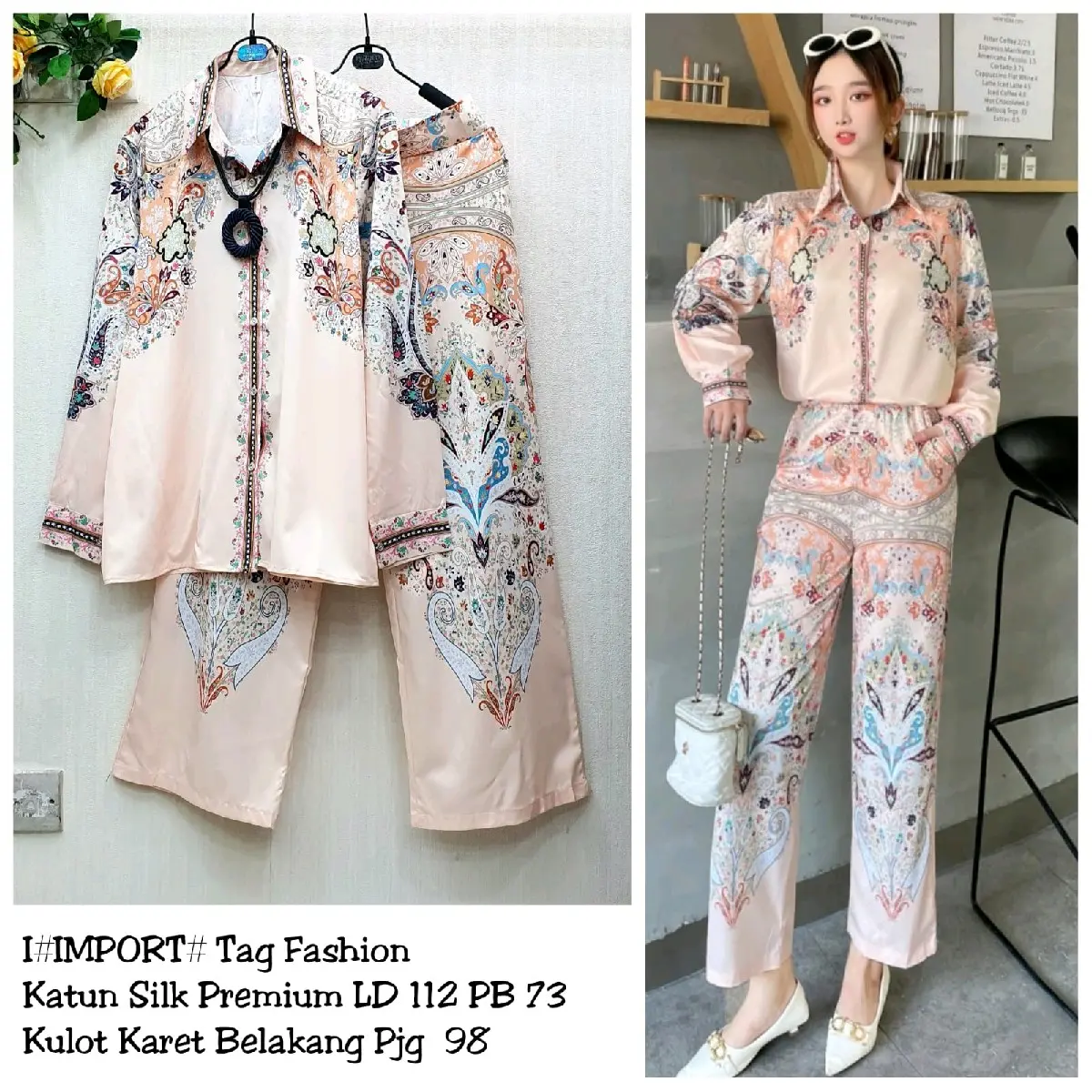 Ld112 pj73 Setelan cantik silk premium terlaris Motif Printing banyak motif
