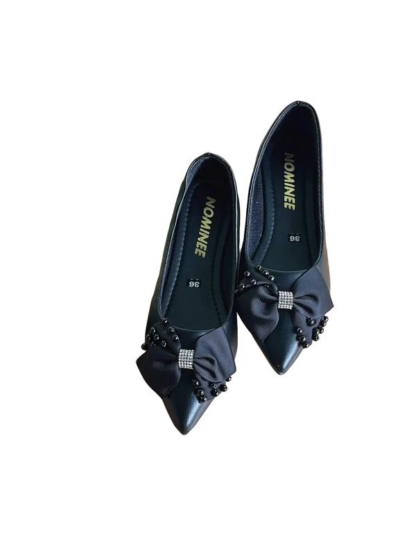  Giày búp bê nữ đế bệt thấp mũi nhọn gắn nơ tiểu thư xinh đi làm chơi học Shoes Giày Bệt 