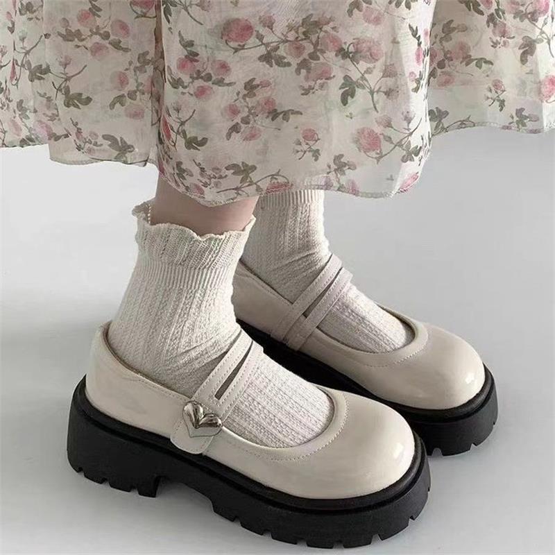 Product Introduction of Black Thick soled Small Leather 2024 Spring and Autumn New Le Fu with One Word Belt Mary Jane British Style Single Shoes for Women Footwear Girl 3