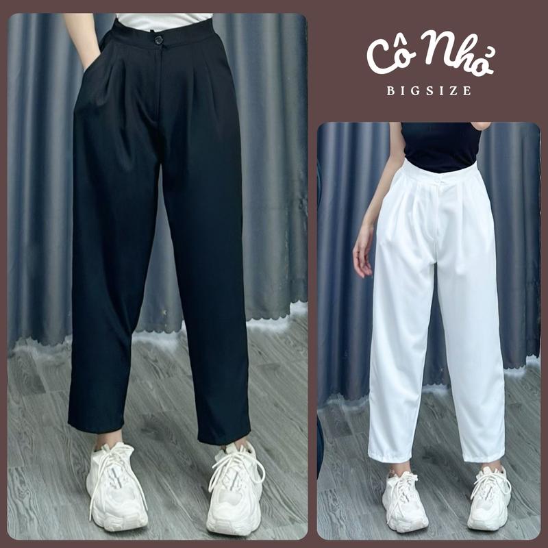 Quần Tây 9 Tấc Bigsize Nữ Dáng Quần Baggy Lưng Chun Vải Cotton Lạnh Công Sở QBG01 Nhung Women