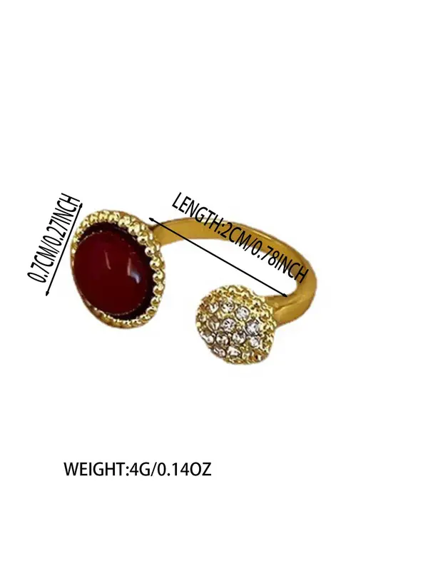 Vintage Rhinestone Decorated Ring, Elegant Jewelry for Women, Fashion Accessories for Daily Wear, Trendy All-match & Exquisite Jewelry for Birthday Gift 1