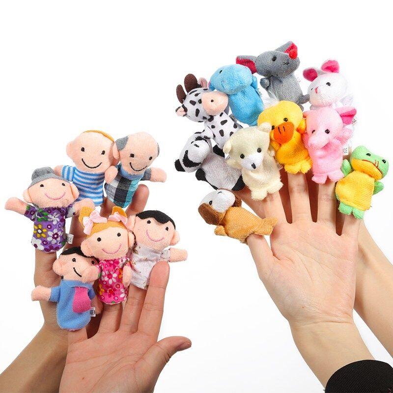 Product Introduction of 10Pcs Baby Plush Toy Cartoon Animal Family Finger Puppet Role Play Tell Story Cloth Doll Educational Toys For Children Kids 12