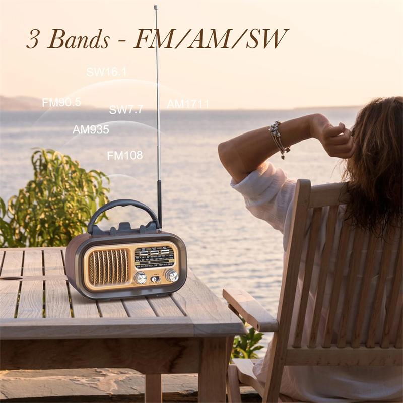 Product Introduction of COD Ready Stock Portable Vintage Radio Speaker 3 Bands Multifunctional Bluetooth AM FM Radio for Indoor and Outdoor 3