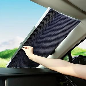 自動折りたたみ式車用サンシェード、UV防止・熱遮断フロントガラス日よけ、折りたたみ式フロントガラス日よけ、汎用カーアクセサリー
