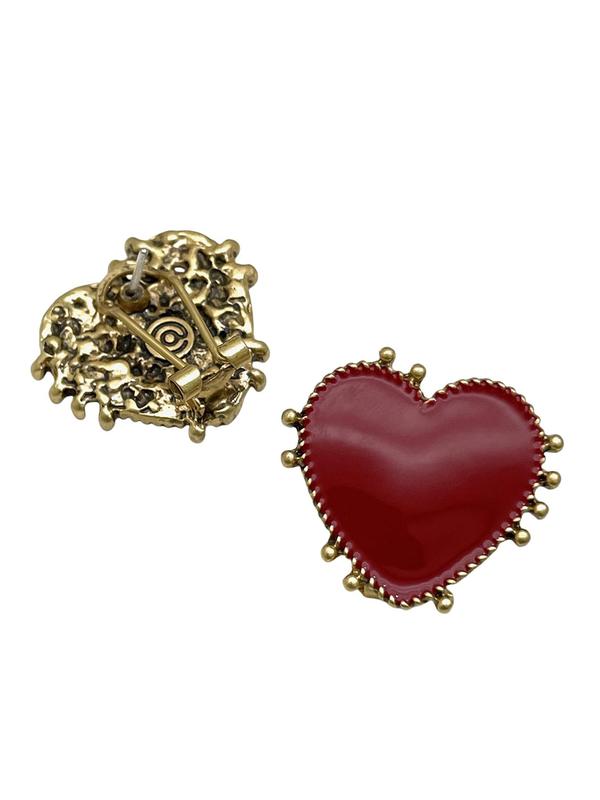 Red Enamel Heart Shaped Earrings, Fashionable Jewelry for Women, Trendy All-match & Exquisite Jewelry for Birthday Gift 3