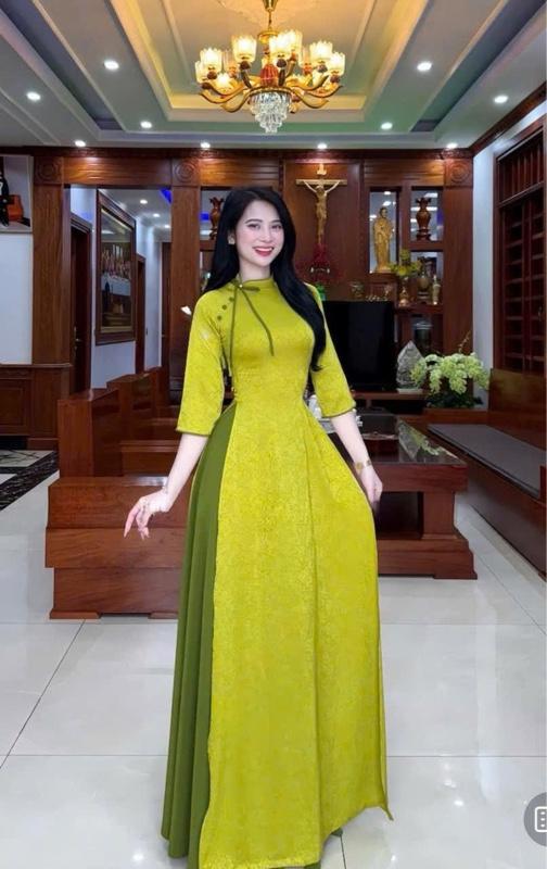 Product Introduction of Áo Dài Cách Tân MIN 01 Cổ Truyền Thống Tay lỡ chất vải Gấm, áo dài cách Tân nữ cổ đính nơ nhẹ nhàng 7