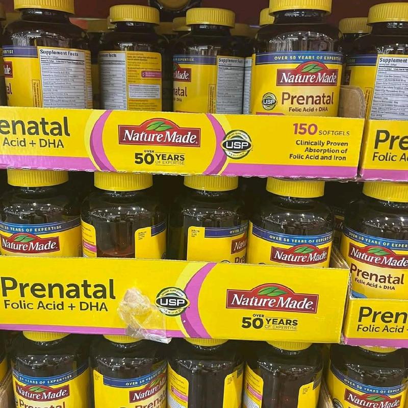 Viên uống tổng hợp Nature Made Prenatal Folic Acid + DHA Mỹ (150v) - DATE 2026 7