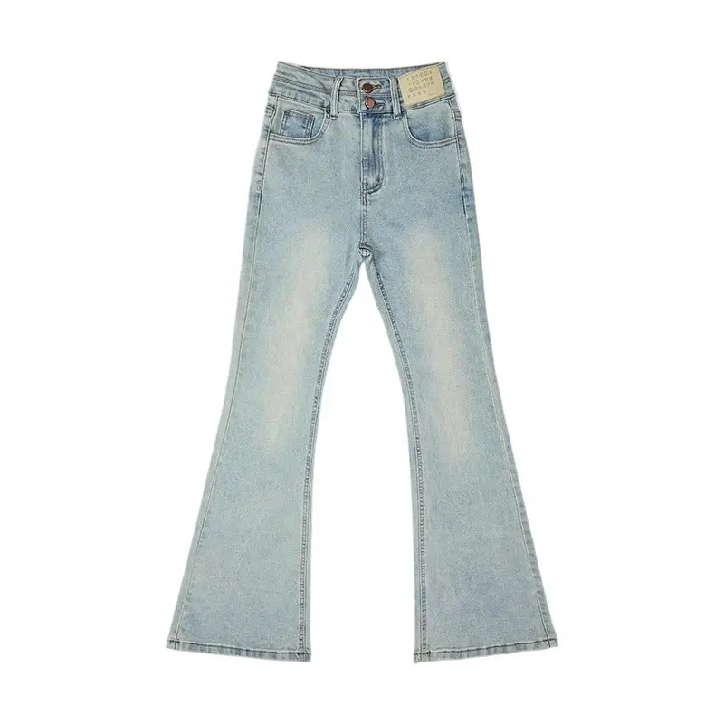 Light-Colored Stretch Skinny Jeans for Women 2025 Spring Trend Niche New Style Small High Waist Slim Bell-Bottom Pants