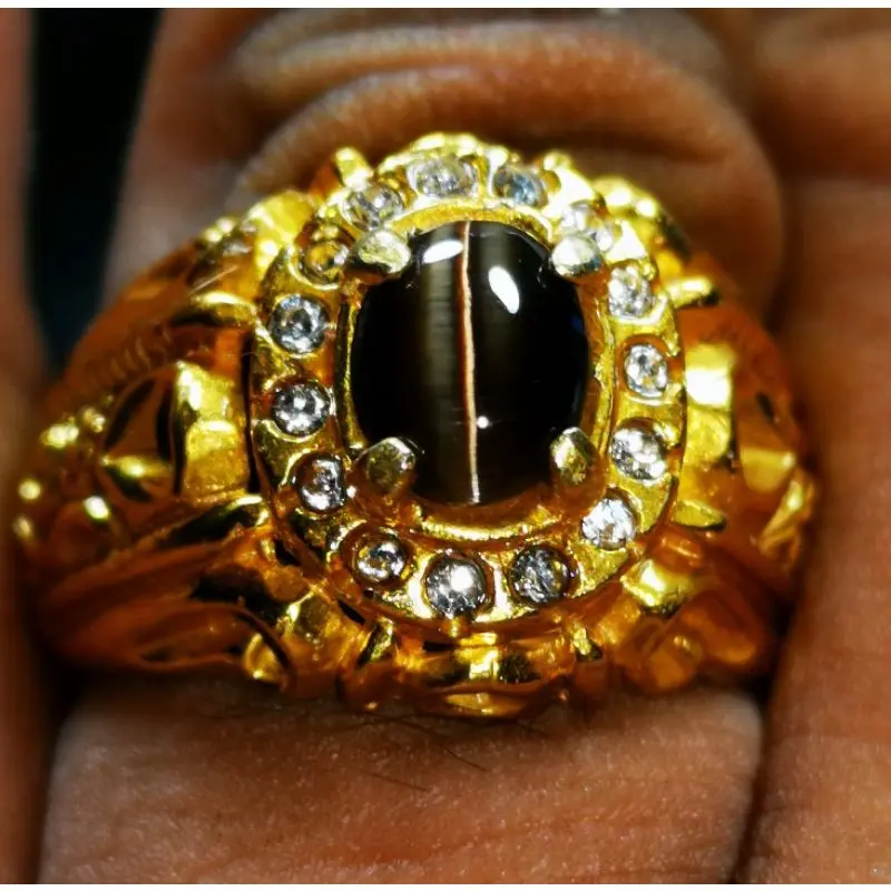 Cincin Batu Permata Natural Cats Eye Silimanite Sri Lanka - Dimensi 8x5x4 mm Ring Elegan 2