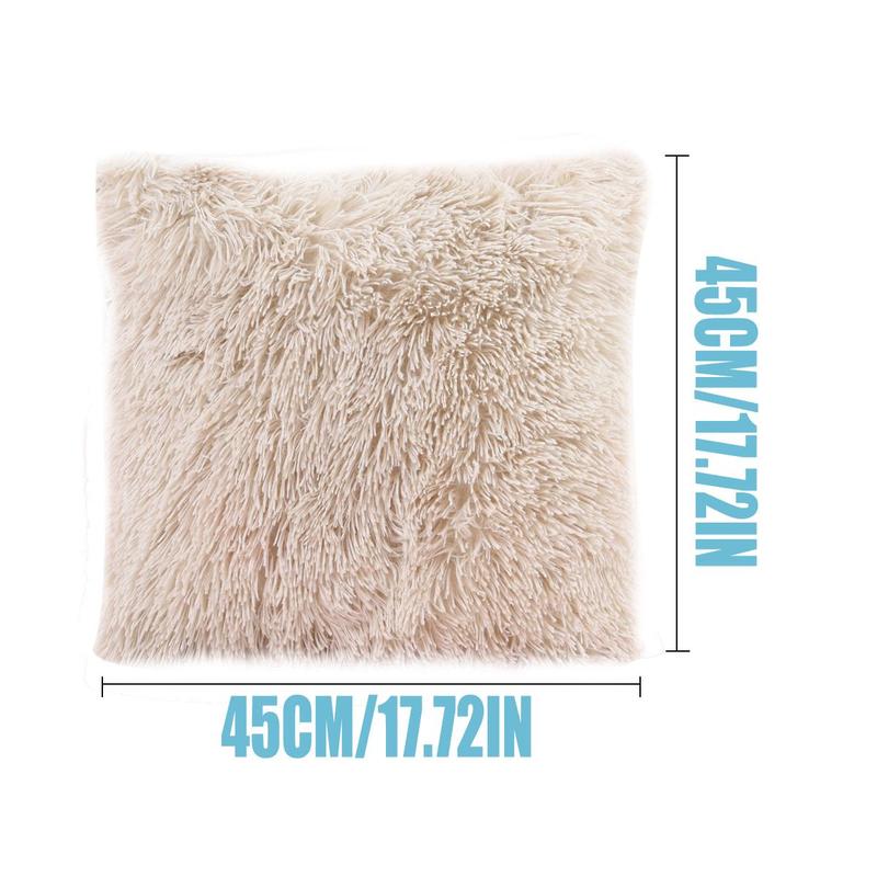 Soft Solid Fluffy Cushion Cover, 1 Count Square Soft Decorative Cushion Cover Without Filler For Home Sofa Chair 5