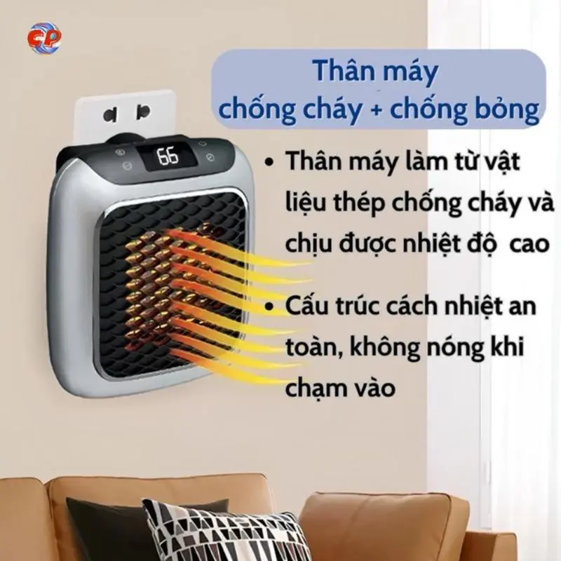 Máy Sưởi Mini, Quạt Sưởi Ấm Mùa Đông Treo Tường, Cách Nhiệt An Toàn,Tiết Kiệm Điện Làm Nóng Nhanh Chóng 5