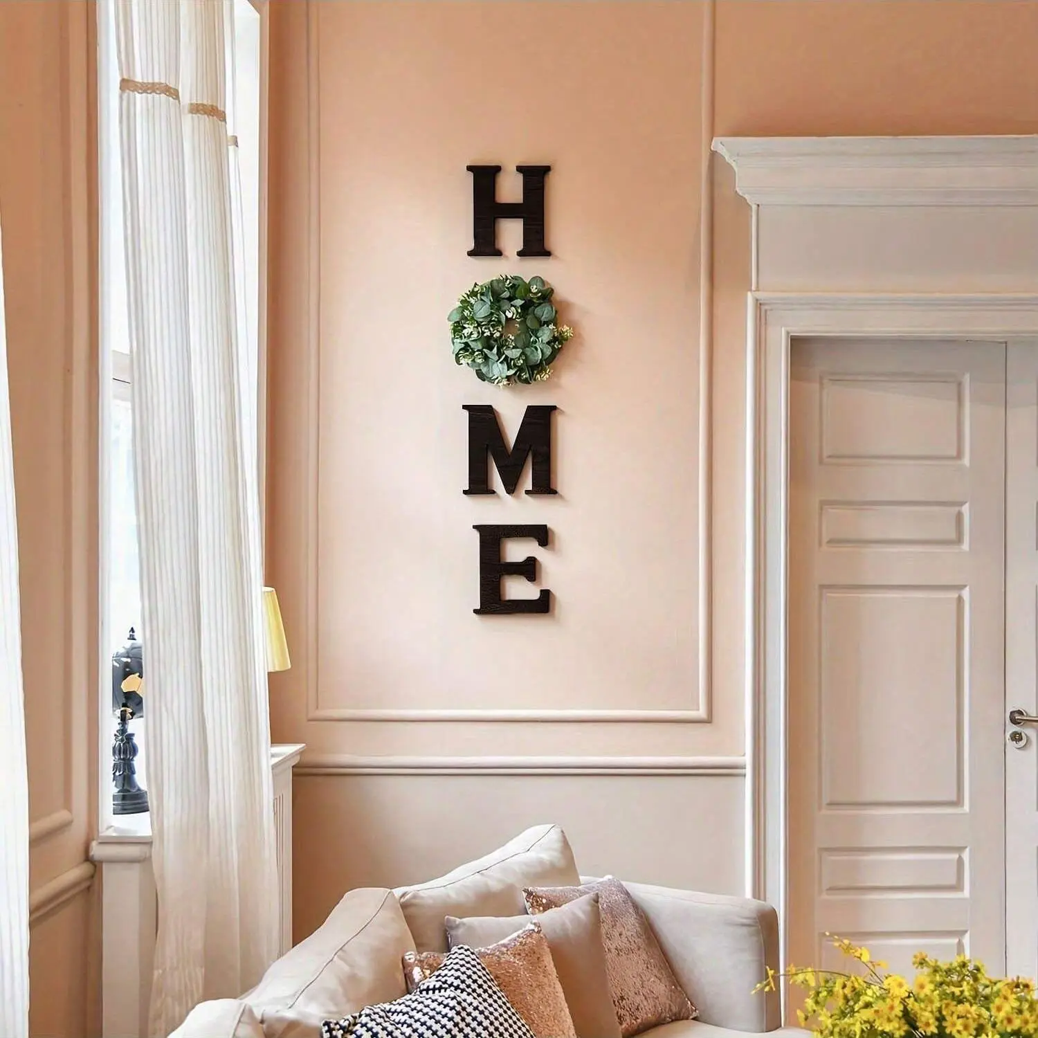 Home Wooden Letter Wall Art, 1 Set Modern Simple Wall Decor for Home Living Room Bedroom Farmhouse, Housewarming Gift