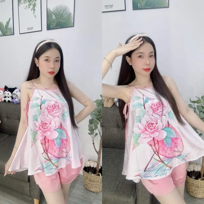 SET BỘ CỔ YẾM MẶC NHÀ XINH XẮN Quần Áo Nữ 6