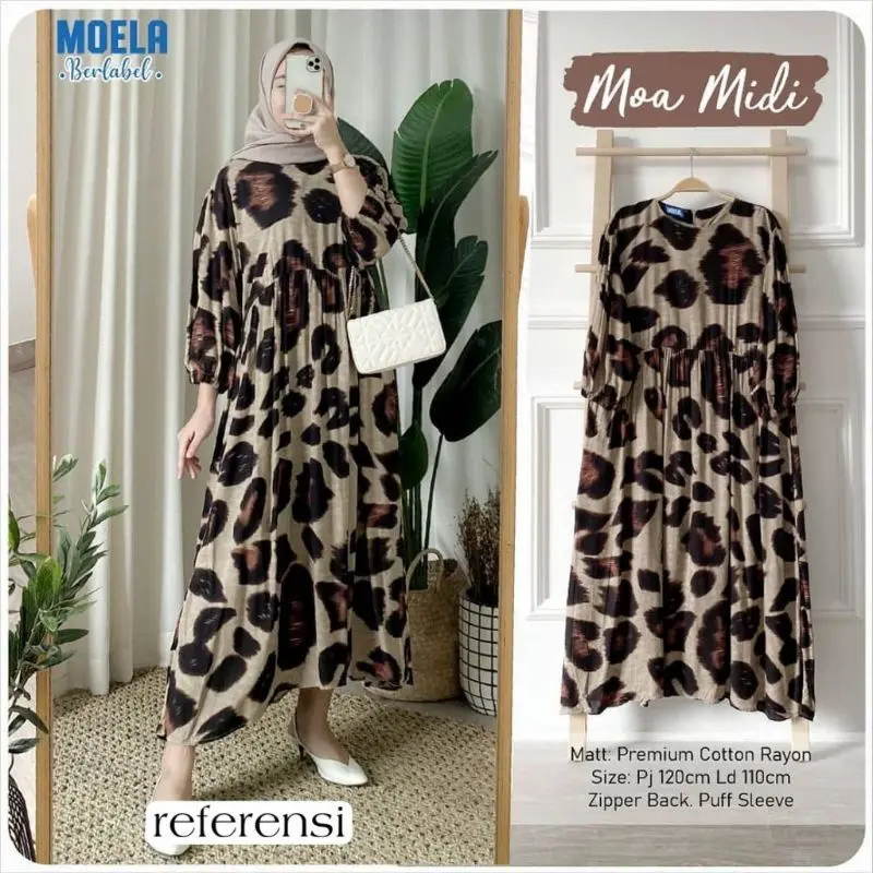 MOA MIDI DRESS - GAMIS RAYON MOTIF LEOPARD BUSUI 2